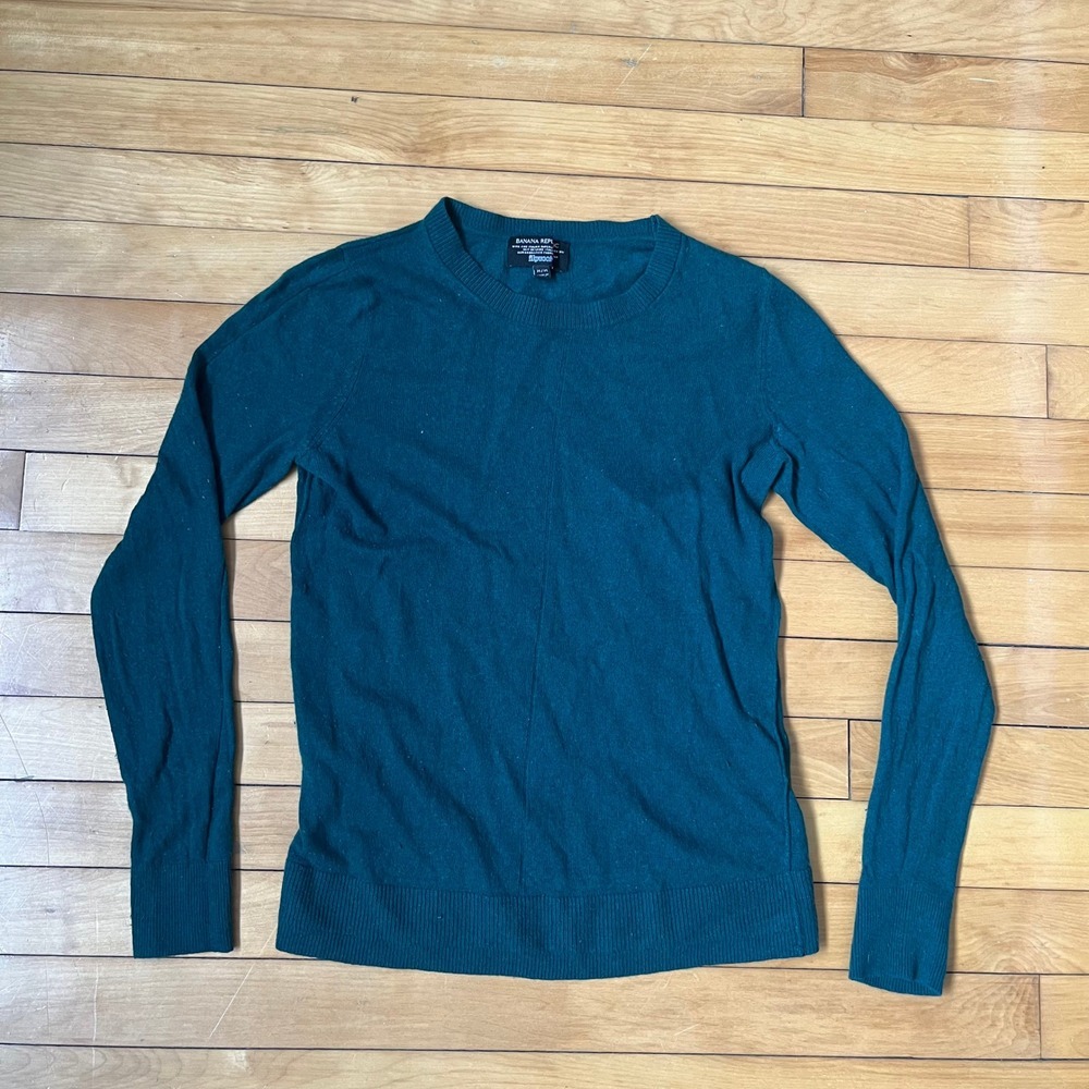 Banana Republic Teal Green Italian Filpucci Yarn Crewneck Sweater Mens Medium